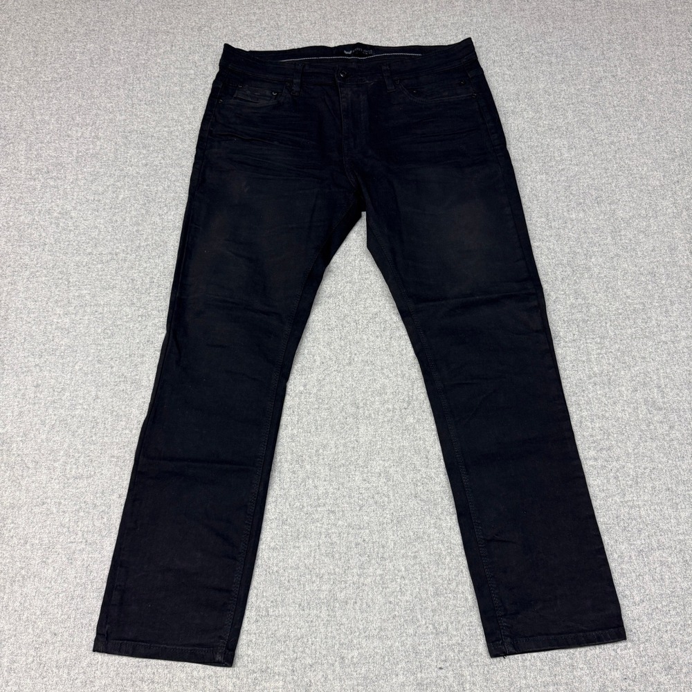 Steve's Jeans Slim Fit 36/32 Black Denim Stretch Five Pocket Casual Pants Men's